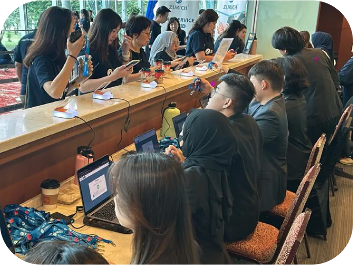 Dreamory Blue lobby crews handling event registration and event check-in